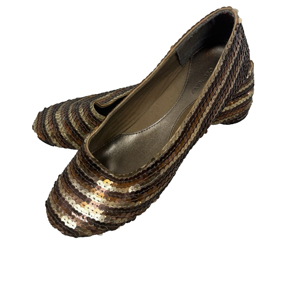 Y2K Old Navy Sequin Ballet Flats Brown Tan Size 8